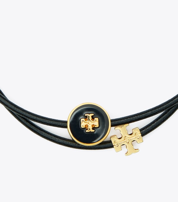 Tory Burch designer bracelets Bracelet coulissant émaillé Kira dans Tory Gold / Black détails