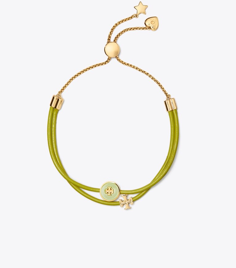 Tory Burch designer bracelets Bracelet coulissant en émail Kira in Tory Gold / Green Citrine front