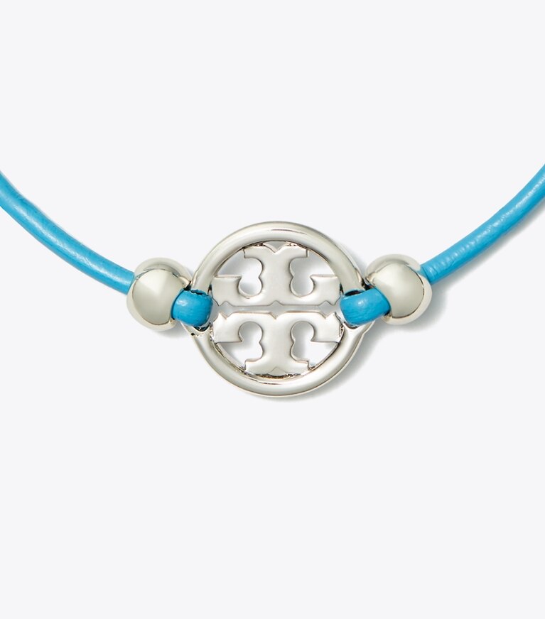 Tory Burch designer bracelets Bracelet coulissant Icon in Tory Silver / Blue front