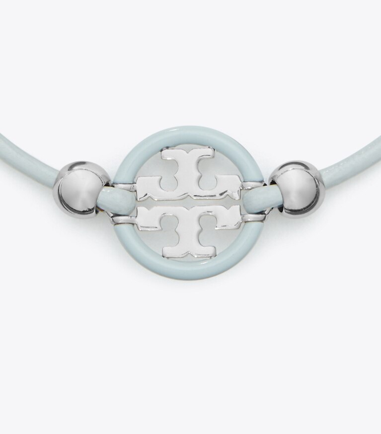 Tory Burch designer bracelets Bracelet coulissant Icon dans Tory Silver / Light Blue détails