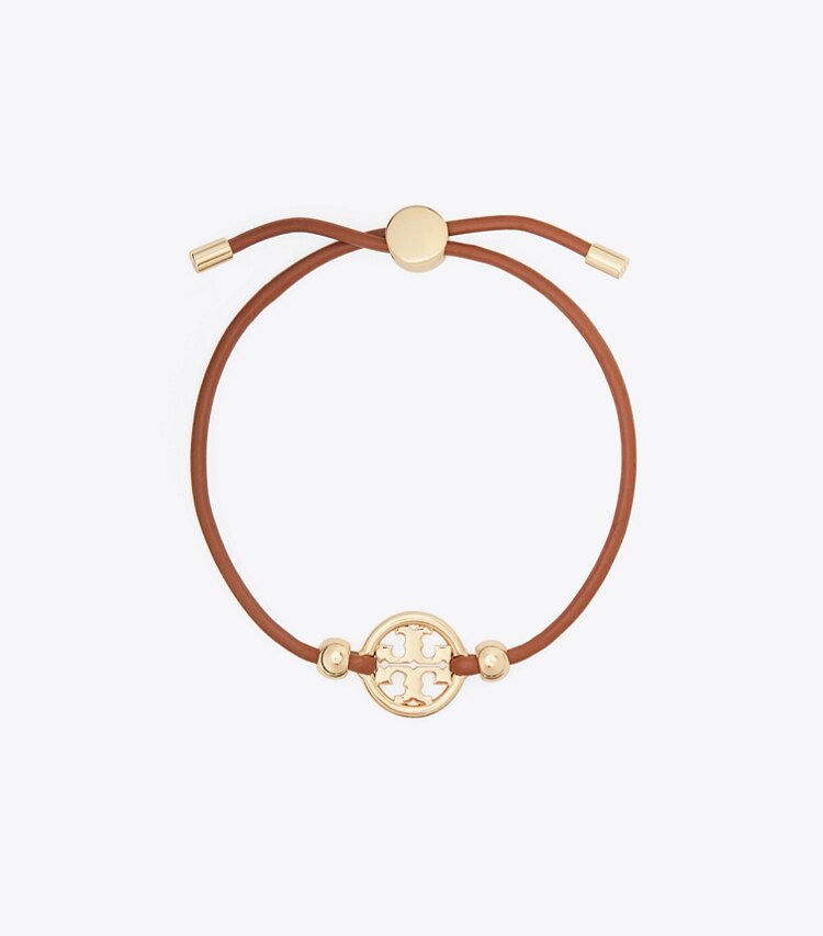 Tory Burch designer bracelets Bracelet coulissant Icon in Tory Gold / Cuoio front