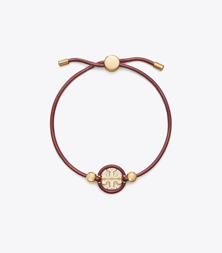 Tory Burch designer bracelets Bracelet coulissant Icon dans Tory Gold / Burgundy de face