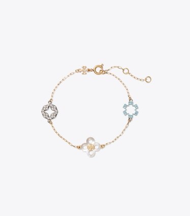 Tory Burch designer bracelets Bracelet délicat pavé Myosotis dans Tory Gold / Multi de face
