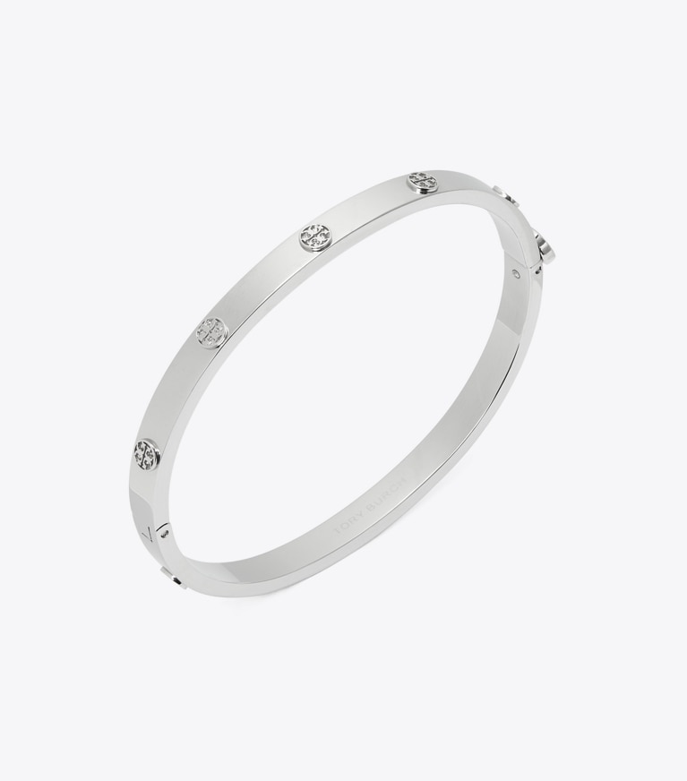 Tory Burch designer bracelets Bracelet fin à charnière Icon in Tory Silver front