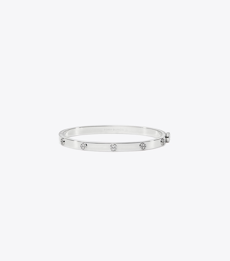 Tory Burch designer bracelets Bracelet fin à charnière Icon in Tory Silver front