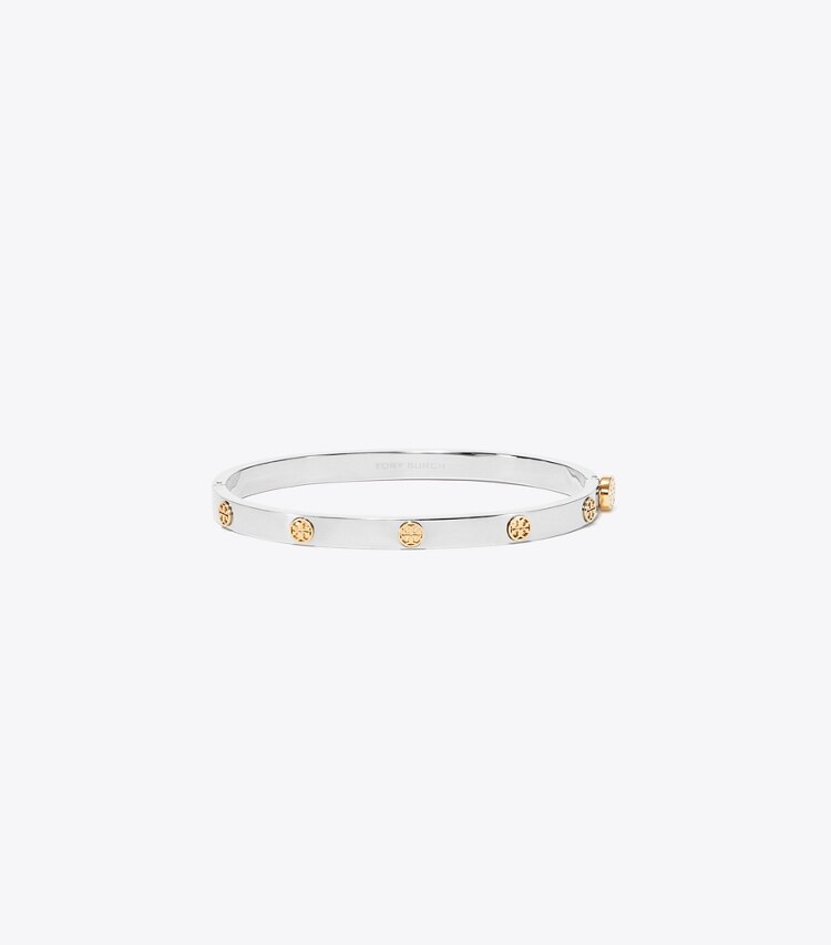 Tory Burch designer bracelets Bracelet fin à charnière Icon in Tory Silver / Tory Gold front