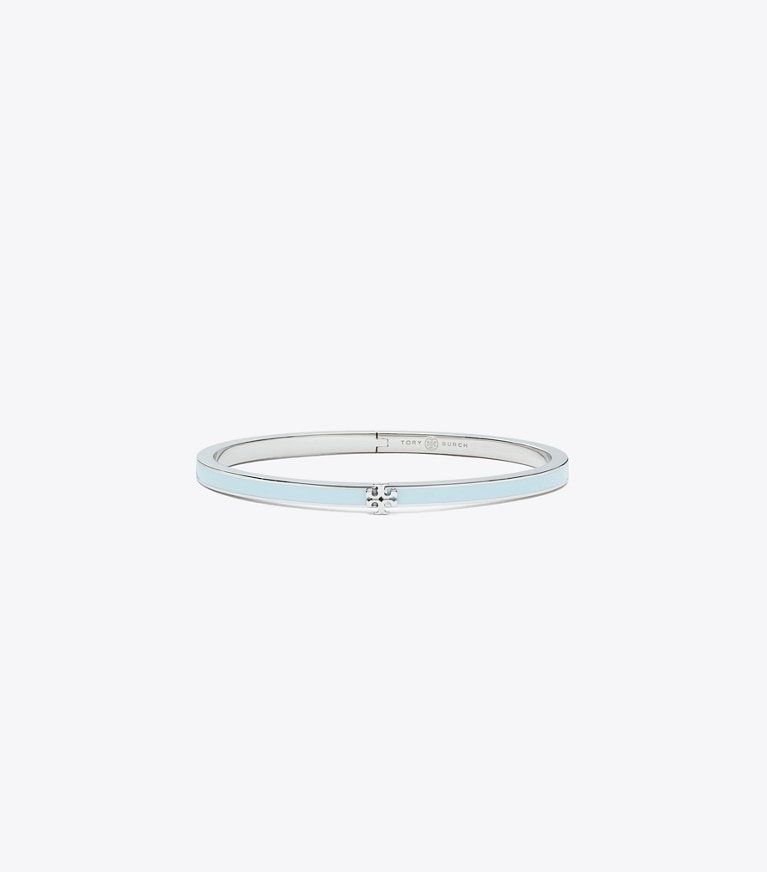 Tory Burch designer bracelets Bracelet fin Icon en émail in Tory Silver / Blue front