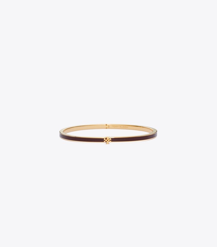 Tory Burch designer bracelets Bracelet fin Icon en émail in Tory Gold / Burgundy front