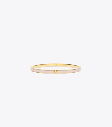 Tory Burch designer bracelets Bracelet fin Kira en émail in Tory Gold / Pink Snow front