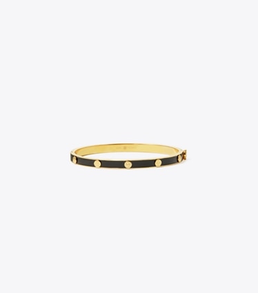 Tory Burch designer bracelets Bracelet Icon à charnière en émail in Tory Gold / Black front
