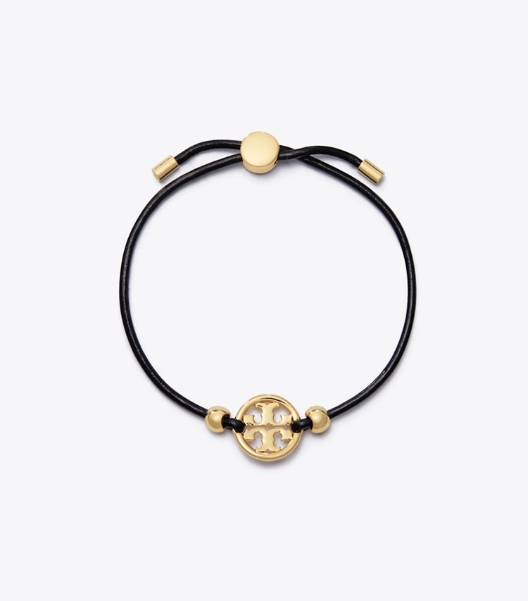 Tory Burch designer bracelets Bracelet Icon à coulisse dans Tory Gold / Black de face