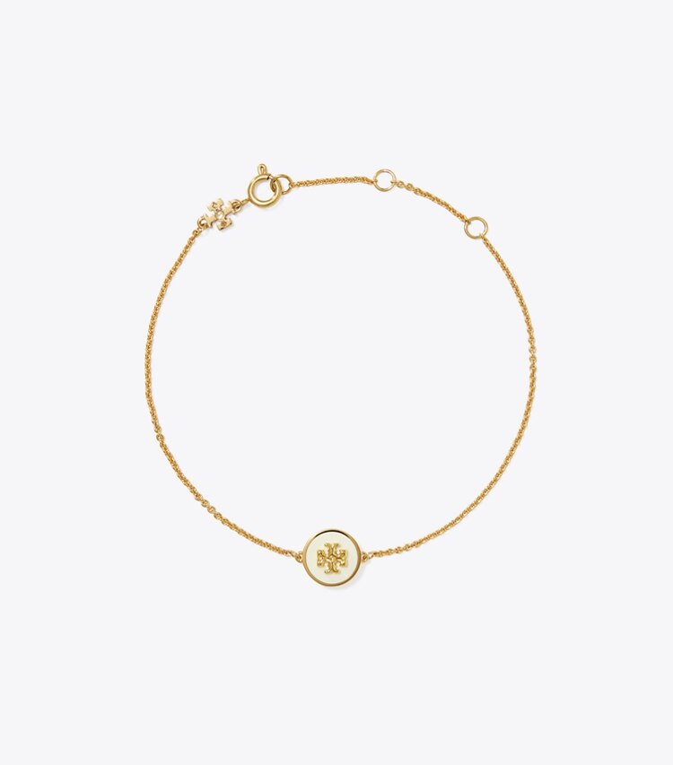 Tory Burch designer bracelets Bracelet Icon chaîne et émail in Tory Gold / New Ivory front
