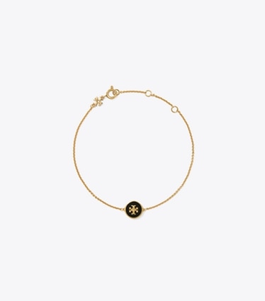 Tory Burch designer bracelets Bracelet Icon chaîne et émail in Tory Gold / Black front