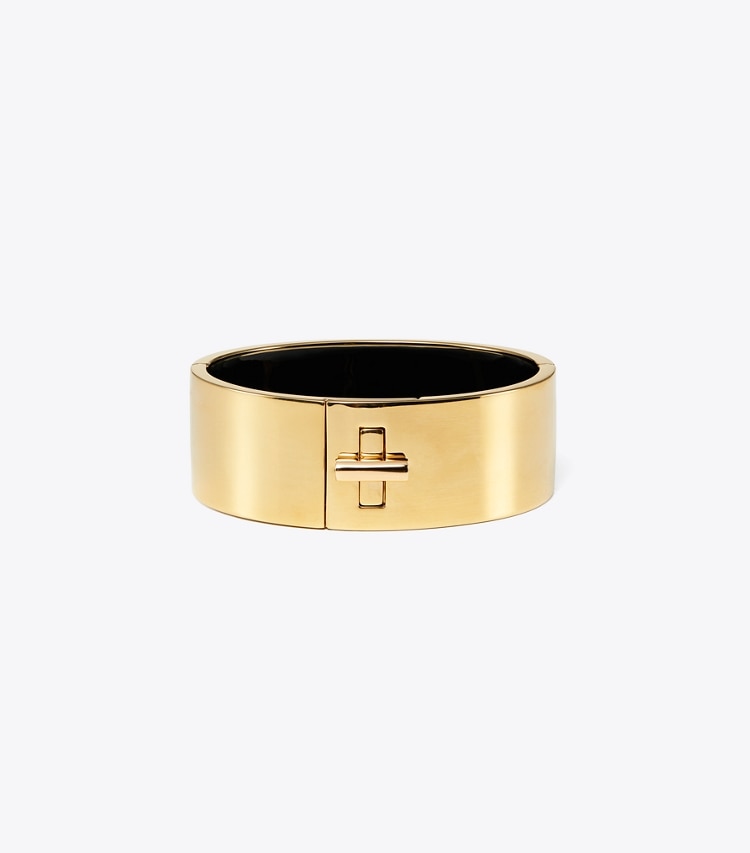 Tory Burch designer bracelets Bracelet jonc large Kira in Tory Gold front