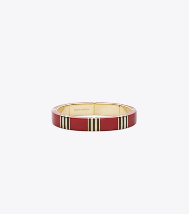 Tory Burch designer bracelets Bracelet jonc T Stripe in Tory Gold / Red / Navy front