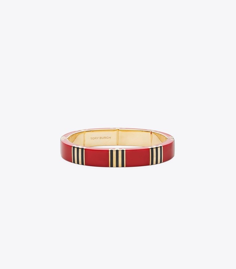 Tory Burch designer bracelets Bracelet jonc T Stripe Icon in Tory Gold / Red / Navy front