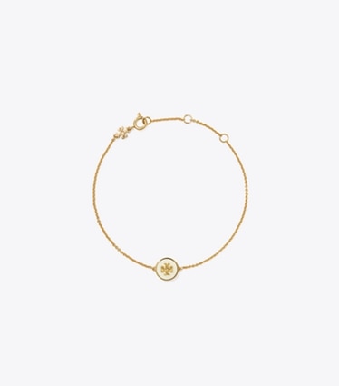 Tory Burch designer bracelets Bracelet Kira chaîne et émail in Tory Gold / New Ivory front