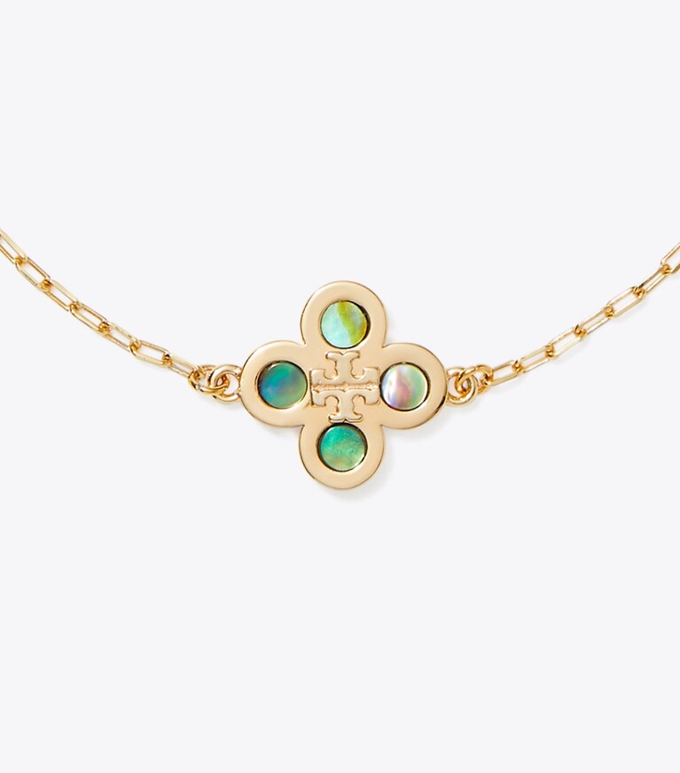 Tory Burch designer bracelets Bracelet Kira Clover in Tory Gold / Green / Pink front