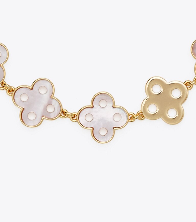 Tory Burch designer bracelets Bracelet Kira Clover in Tory Gold / Pink front