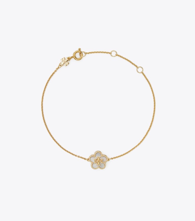 Tory Burch designer bracelets Bracelet Kira Flower in Tory Gold / Mother of Pearl front