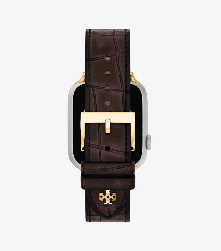 Tory Burch designer montres électroniques Bracelet Kira pour Apple Watch® dans BROWN FAUX CROC retour