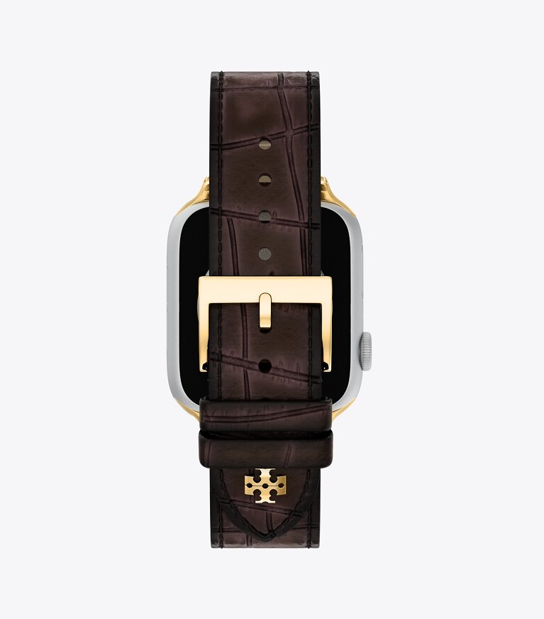 Tory Burch designer montres électroniques Bracelet Kira pour Apple Watch® dans BROWN FAUX CROC retour