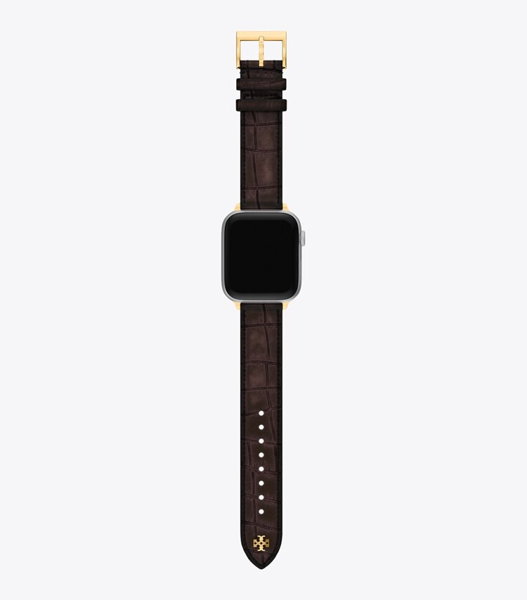 Tory Burch designer montres électroniques Bracelet Kira pour Apple Watch® dans BROWN FAUX CROC de face