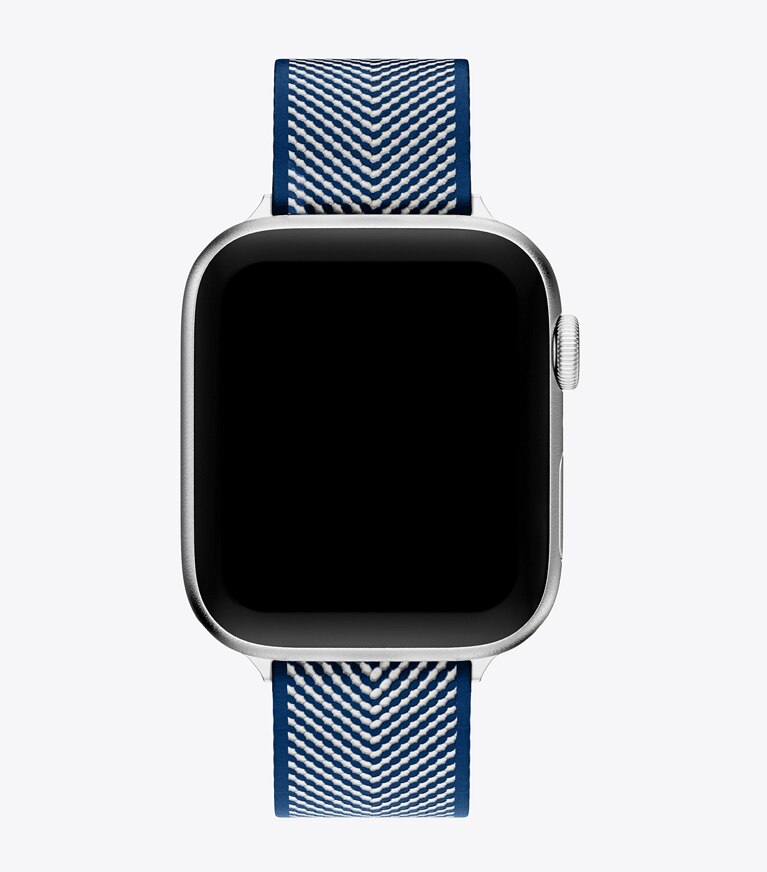 Tory Burch designer montres électroniques Bracelet Kira pour Apple Watch® dans NAVY GROSGRAIN vue du dessus