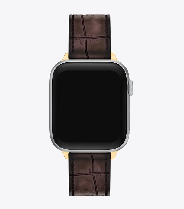 Tory Burch designer montres électroniques Bracelet Kira pour Apple Watch® dans BROWN FAUX CROC vue du dessus
