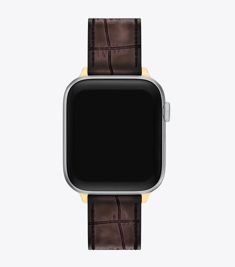 Tory Burch designer montres électroniques Bracelet Kira pour Apple Watch® dans BROWN FAUX CROC vue du dessus