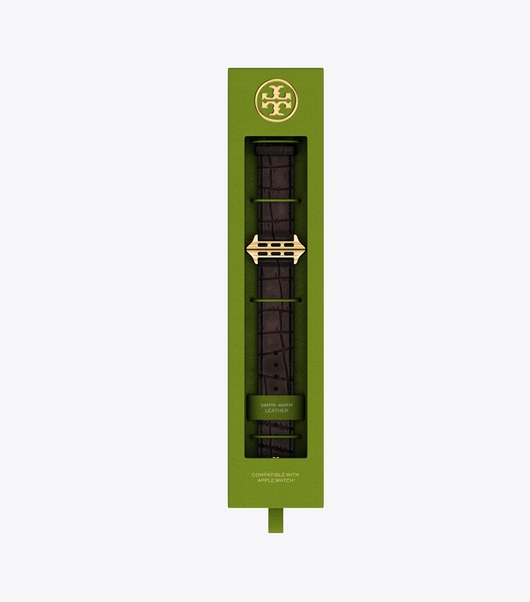 Tory Burch designer montres électroniques Bracelet Kira pour Apple Watch® dans BROWN FAUX CROC boîte à montres