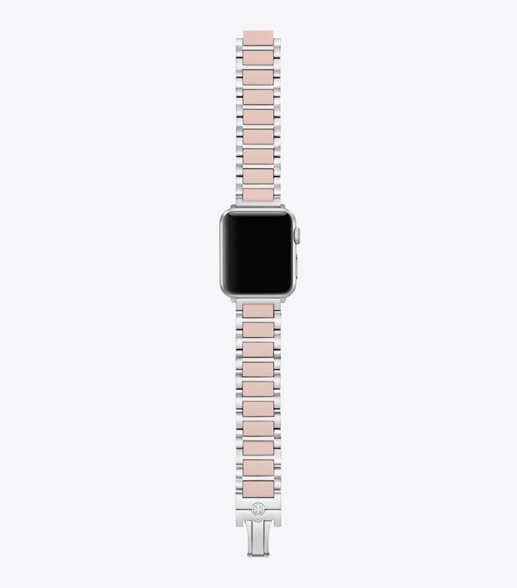Tory Burch designer montres électroniques Bracelet Kira pour Apple Watch® dans SILVER/LIGHT PINK de face