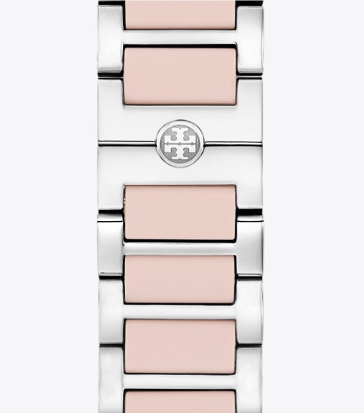 Tory Burch designer montres électroniques Bracelet Kira pour Apple Watch® dans SILVER/LIGHT PINK compactable et réversible