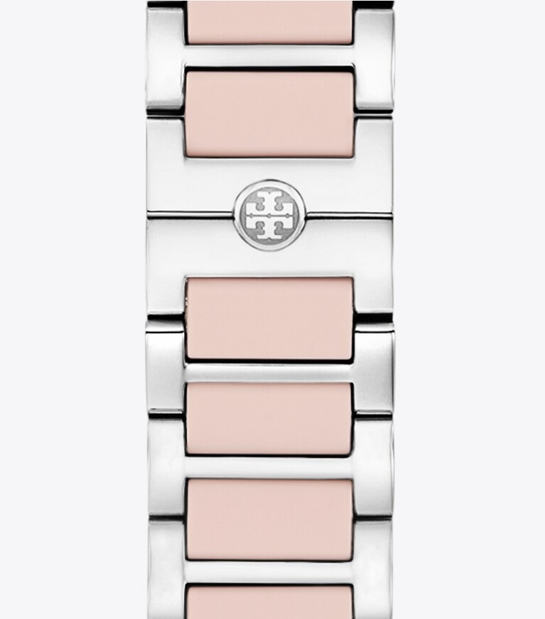 Tory Burch designer montres électroniques Bracelet Kira pour Apple Watch® dans SILVER/LIGHT PINK compactable et réversible