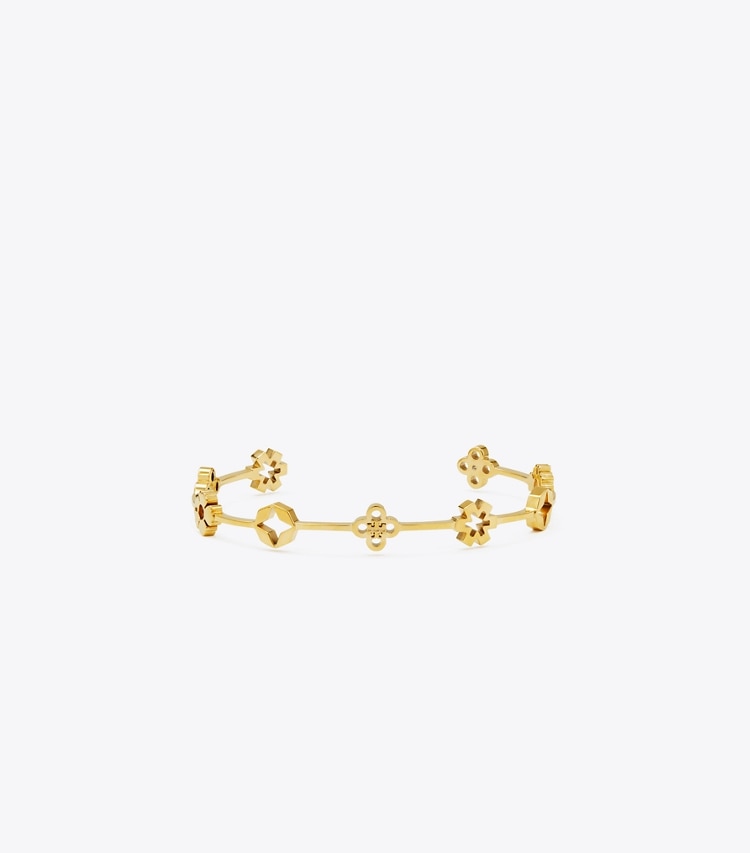 Tory Burch designer bracelets Bracelet manchette Forget Me Not dans Tory Gold de face