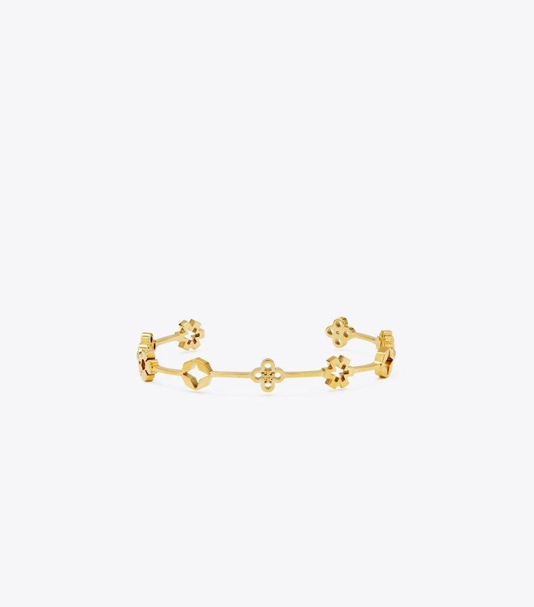 Tory Burch designer bracelets Bracelet manchette Forget Me Not dans Tory Gold de face