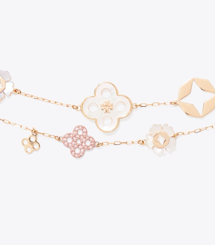 Tory Burch designer bracelets Bracelet multi-rangs Myosotis dans Tory Gold / Multi détails