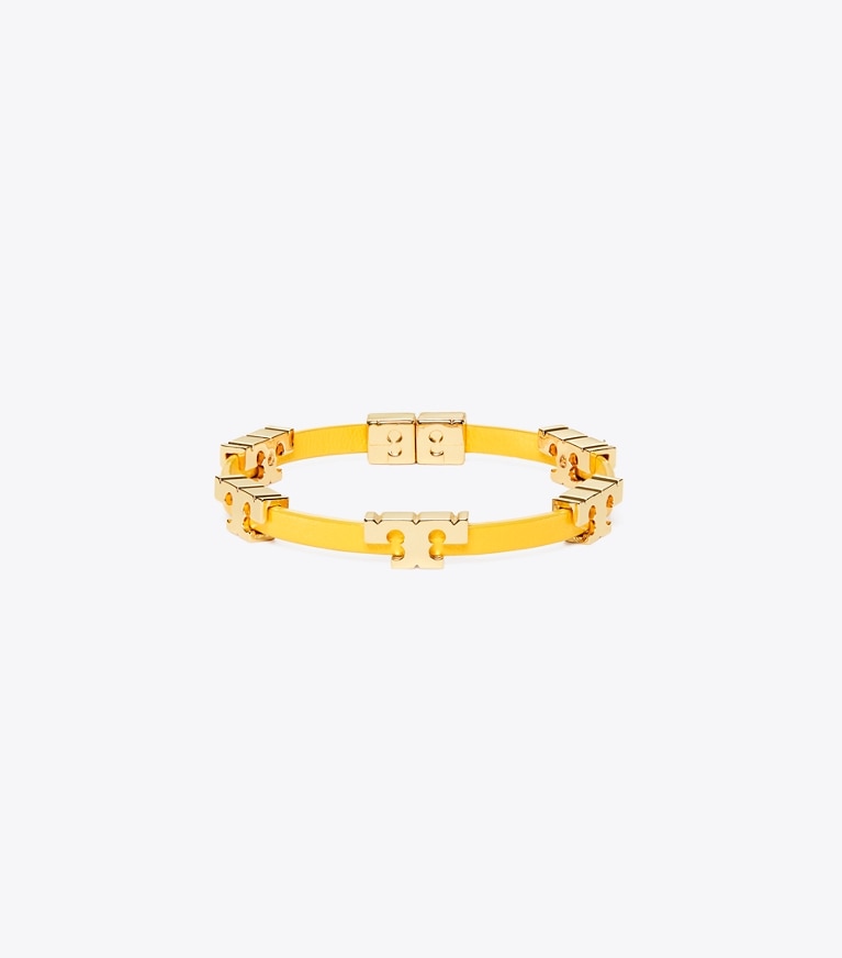 Tory Burch designer bracelets Bracelet Serif-T simple tour dans Tory Gold/Lemon Drop de face
