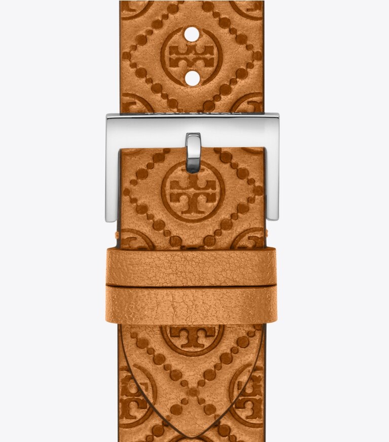 Tory Burch designer montres électroniques Bracelet T Monogram pour Apple Watch® dans CAMMELLO compactable et réversible