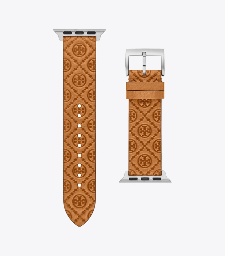 Tory Burch designer montres électroniques Bracelet T Monogram pour Apple Watch® dans CAMMELLO de côté