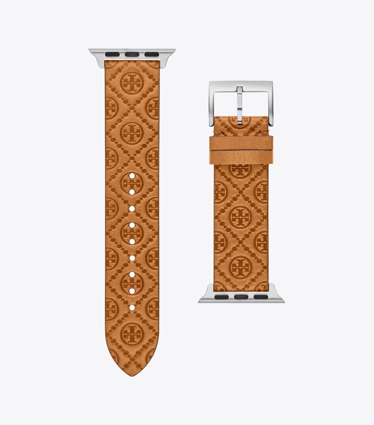 Tory Burch designer montres électroniques Bracelet T Monogram pour Apple Watch® dans CAMMELLO de côté