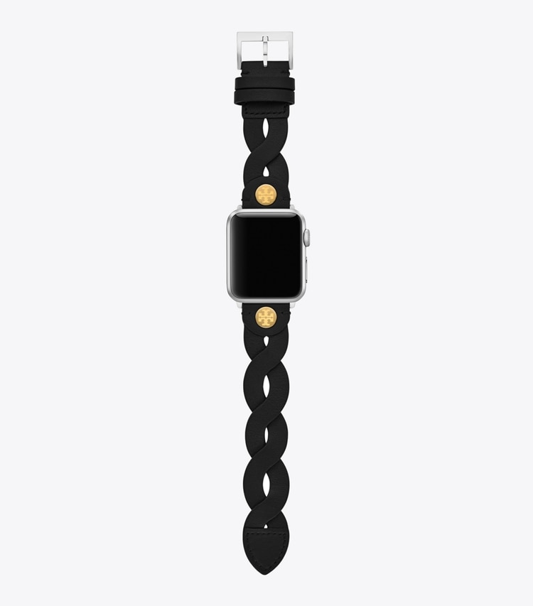 Tory Burch designer montres électroniques Bracelet tressé Miller pour Apple Watch® dans BLACK de face