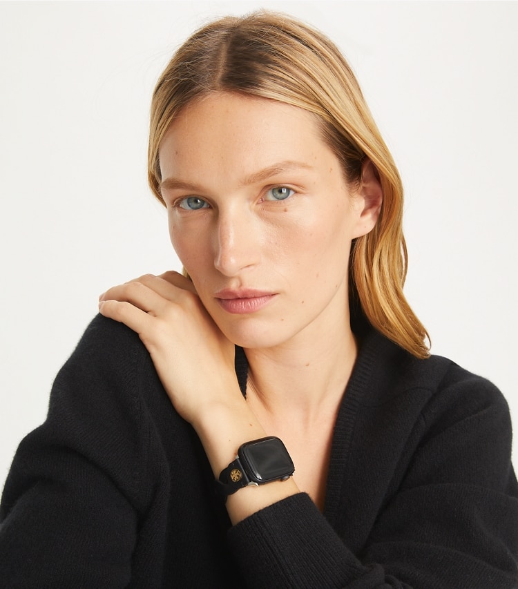 Tory Burch designer watches tory track smart watches Braided Band for Apple Watch® in BLACK accessory on model