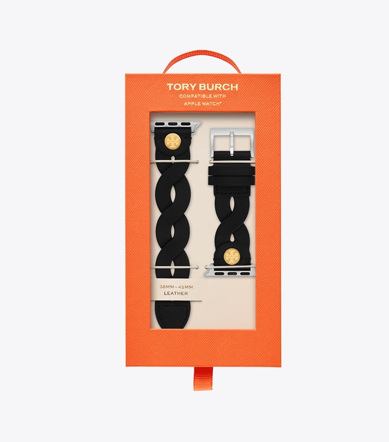 Tory Burch designer watches tory track smart watches Braided Band for Apple Watch® in BLACK front