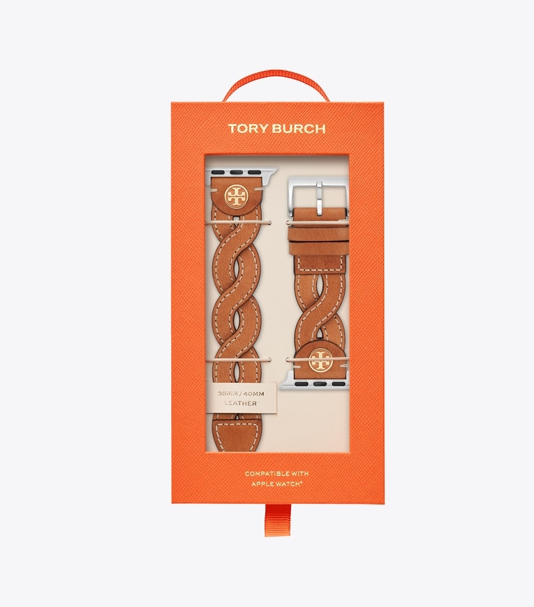 Tory Burch designer watches tory track smart watches Braided Band for Apple Watch® in CAMELLO front