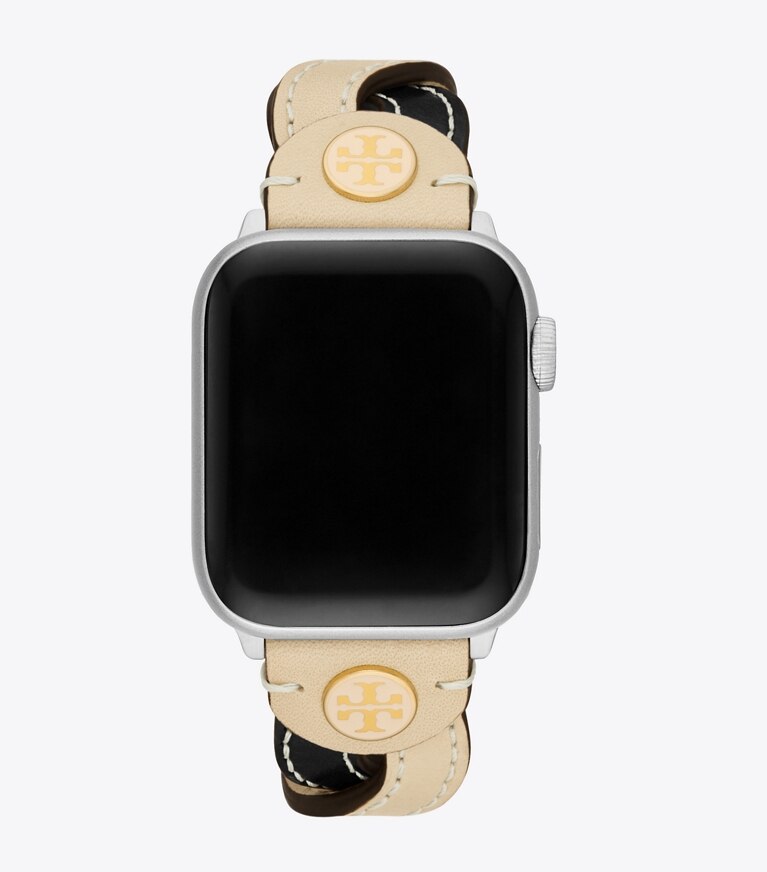 Braided Band for Apple Watch®, Cream/Black Leather, 38 MM – 40 MM 