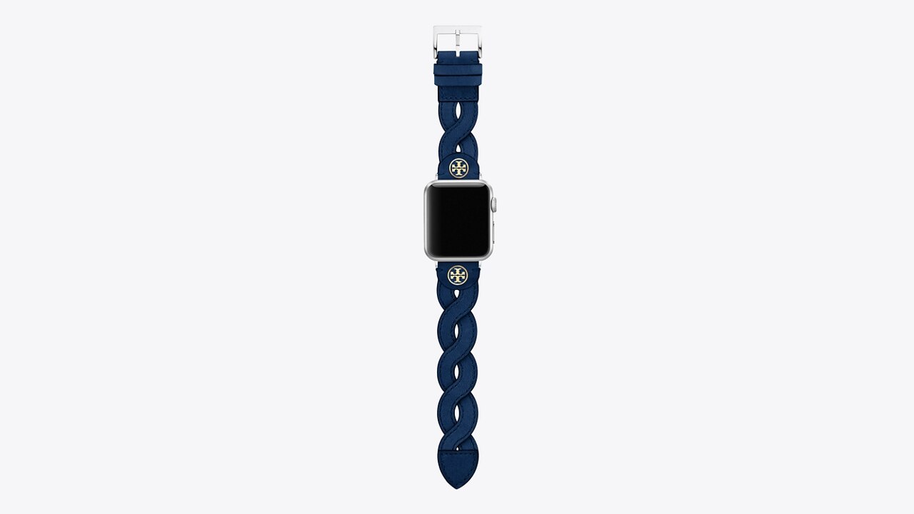 Braided Band for Apple Watch®, Navy Leather, 38 MM – 40 MM