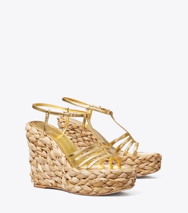 Tory Burch designer espadrilles Braided Sandal Espadrille in GOLD LEAF angle