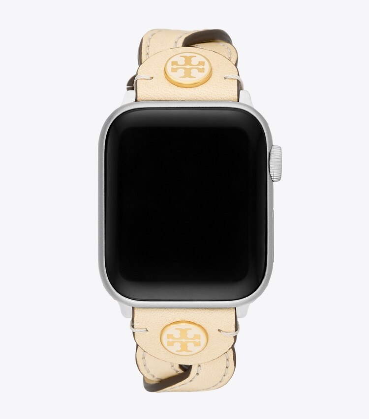 Tory Burch designer watches tory track smart watches Braided Solid Band for Apple Watch®, Cream Leather, 38MM – 40MM   in SOLID CREAM detail