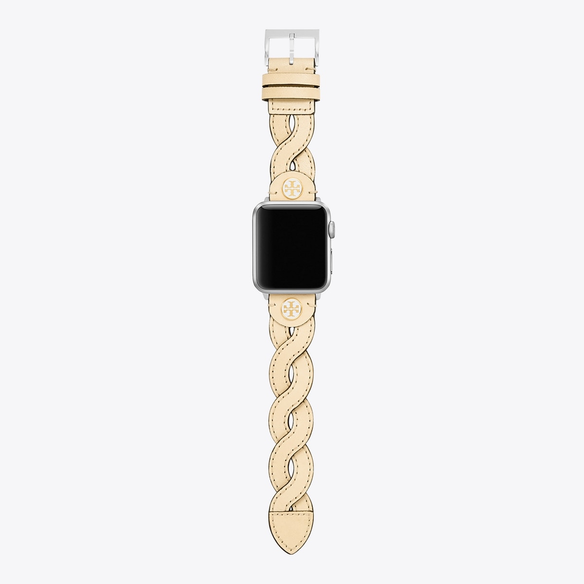 Braided Solid Band for Apple Watch®, Cream Leather, 38MM – 40MM in white,  size OS